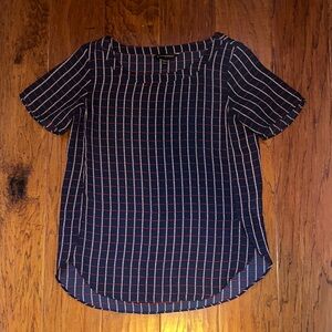 Banana Republic Navy and Red Plaid Blouse